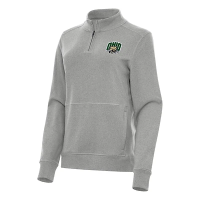 Women's Antigua Heather Ohio Bobcats Crush Quarter-Zip Fleece Sweatshirt