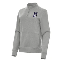 Women's Antigua Heather Gray Northwestern Wildcats Crush Quarter-Zip Fleece Sweatshirt
