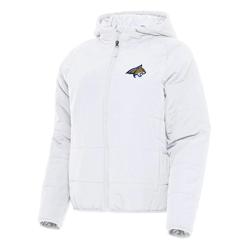Women's Antigua White Montana State Bobcats Universe Full-Zip Puffer Jacket