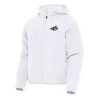 Women's Antigua White Montana State Bobcats Universe Full-Zip Puffer Jacket