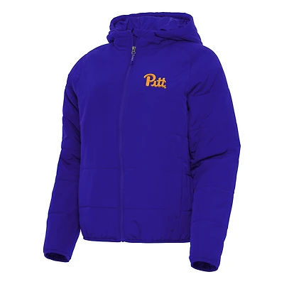 Women's Antigua Royal Pitt Panthers Universe Full-Zip Puffer Jacket