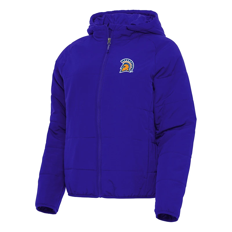 Women's Antigua Royal San Jose State Spartans Universe Full-Zip Puffer Jacket