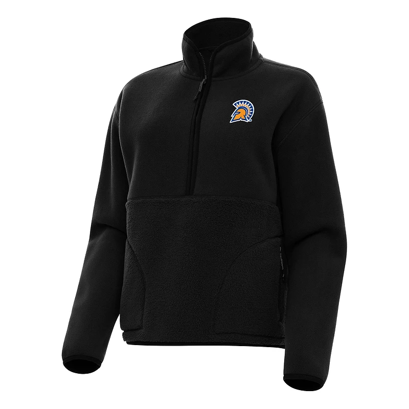 Women's Antigua Black San Jose State Spartans Figure Half-Zip Pullover Sweatshirt