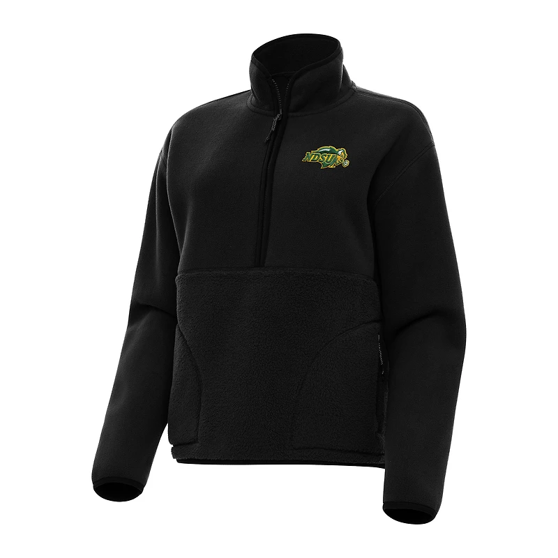 Women's Antigua Black NDSU Bison Figure Half-Zip Pullover Sweatshirt