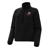 Women's Antigua Black Northern Illinois Huskies Figure Half-Zip Pullover Sweatshirt