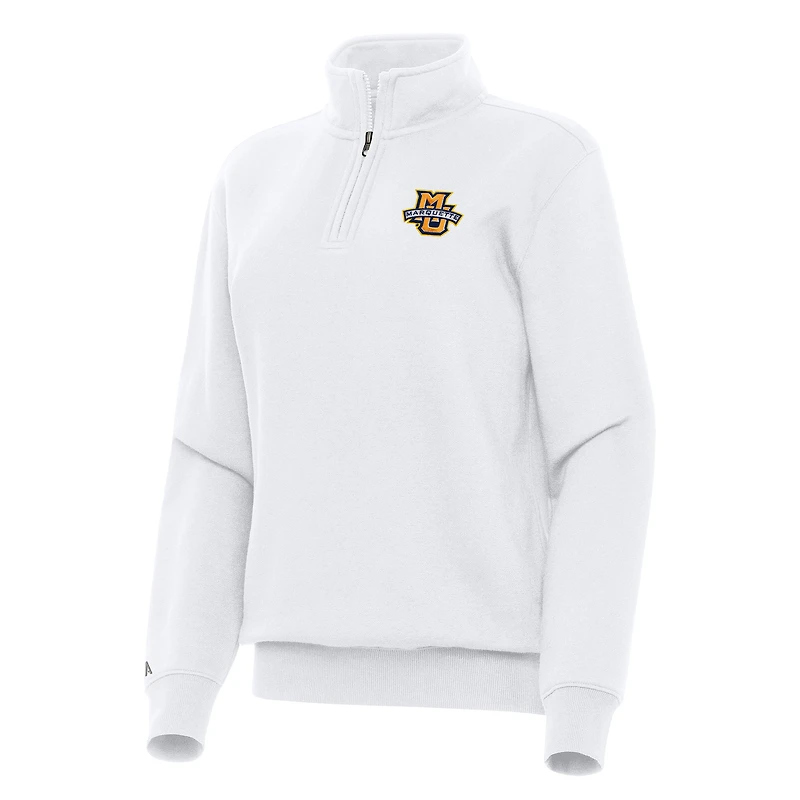 Women's Antigua White Marquette Golden Eagles Victory Quarter-Zip Sweatshirt