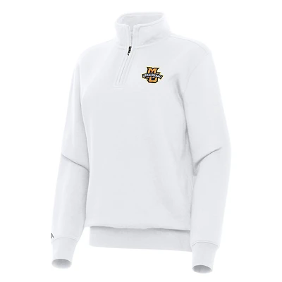 Women's Antigua White Marquette Golden Eagles Victory Quarter-Zip Sweatshirt