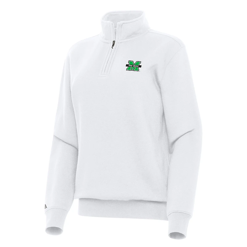 Women's Antigua White Marshall Thundering Herd Victory Quarter-Zip Sweatshirt