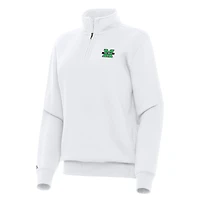 Women's Antigua White Marshall Thundering Herd Victory Quarter-Zip Sweatshirt
