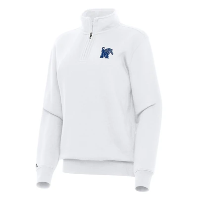 Women's Antigua White Memphis Tigers Victory Quarter-Zip Sweatshirt