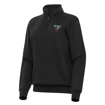 Women's Antigua Black Maine Black Bears Victory Quarter-Zip Sweatshirt