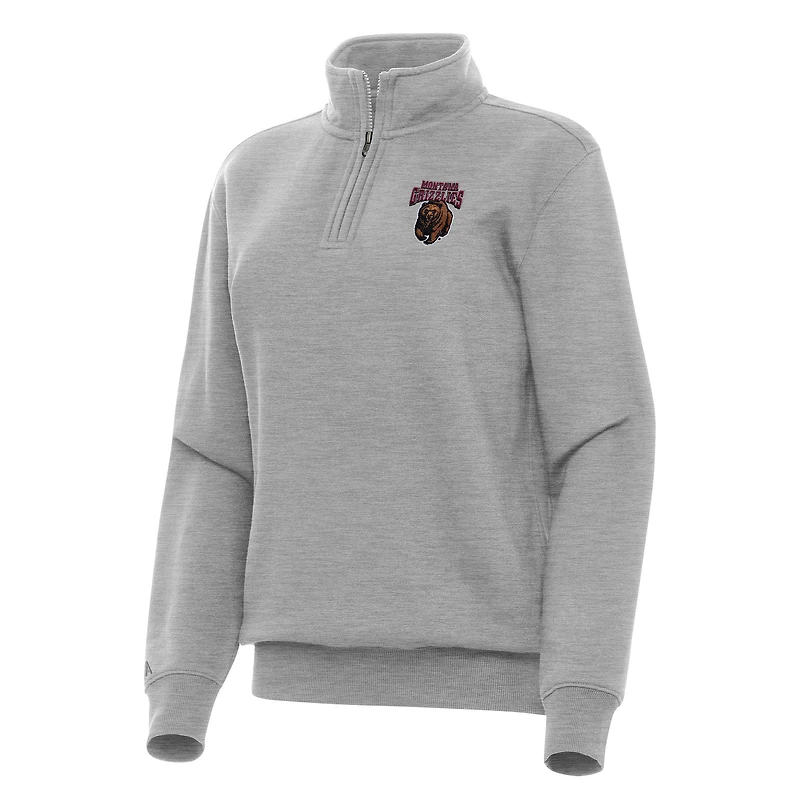 Women's Antigua Heather Gray Montana Grizzlies Victory Quarter-Zip Sweatshirt