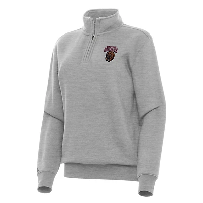 Women's Antigua Heather Gray Montana Grizzlies Victory Quarter-Zip Sweatshirt