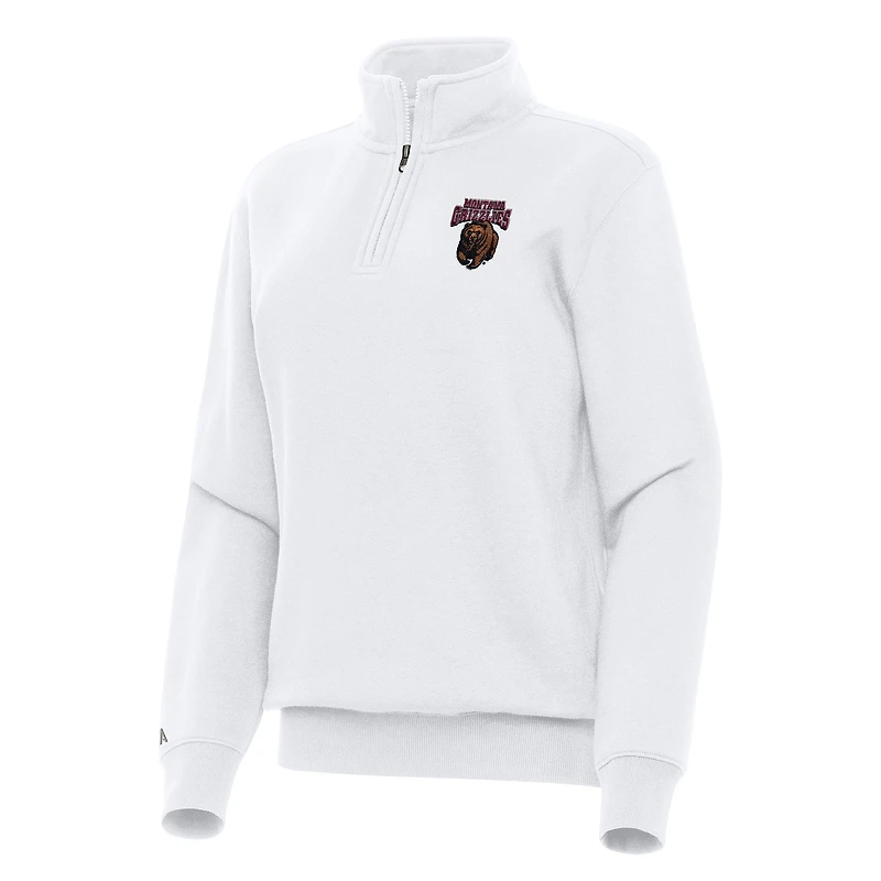 Women's Antigua White Montana Grizzlies Victory Quarter-Zip Sweatshirt