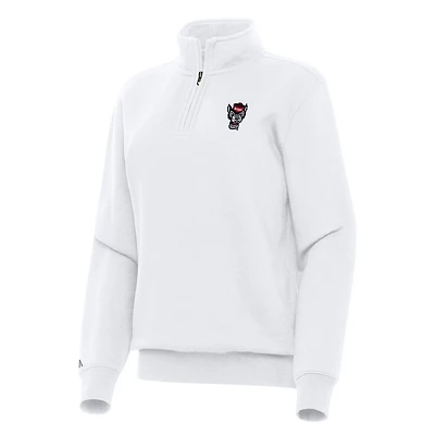 Women's Antigua White NC State Wolfpack Victory Quarter-Zip Sweatshirt