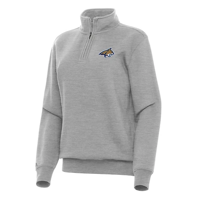Women's Antigua Heather Gray Montana State Bobcats Victory Quarter-Zip Sweatshirt
