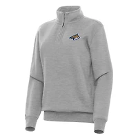 Women's Antigua Heather Gray Montana State Bobcats Victory Quarter-Zip Sweatshirt