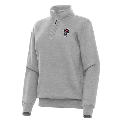 Women's Antigua Heather Gray NC State Wolfpack Victory Quarter-Zip Sweatshirt