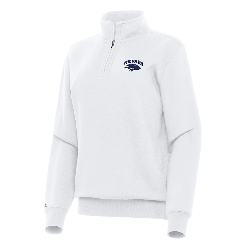 Women's Antigua White Nevada Wolf Pack Victory Quarter-Zip Sweatshirt