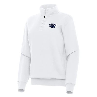 Women's Antigua White Nevada Wolf Pack Victory Quarter-Zip Sweatshirt