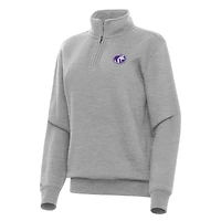 Women's Antigua Heather Gray North Alabama Lions Victory Quarter-Zip Sweatshirt