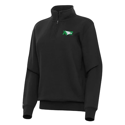 Women's Antigua Black North Dakota Victory Quarter-Zip Sweatshirt