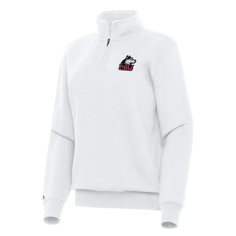 Women's Antigua White Northern Illinois Huskies Victory Quarter-Zip Sweatshirt