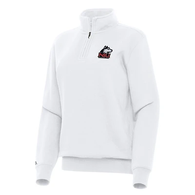 Women's Antigua White Northern Illinois Huskies Victory Quarter-Zip Sweatshirt