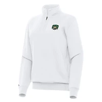 Women's Antigua White Ohio Bobcats Victory Quarter-Zip Sweatshirt