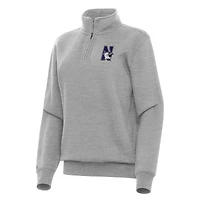 Women's Antigua Heather Gray Northwestern Wildcats Victory Quarter-Zip Sweatshirt