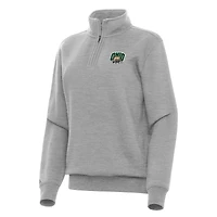 Women's Antigua Heather Gray Ohio Bobcats Victory Quarter-Zip Sweatshirt