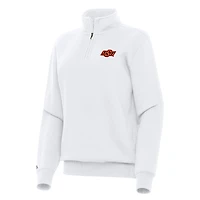 Women's Antigua White Oklahoma State Cowboys Victory Quarter-Zip Sweatshirt