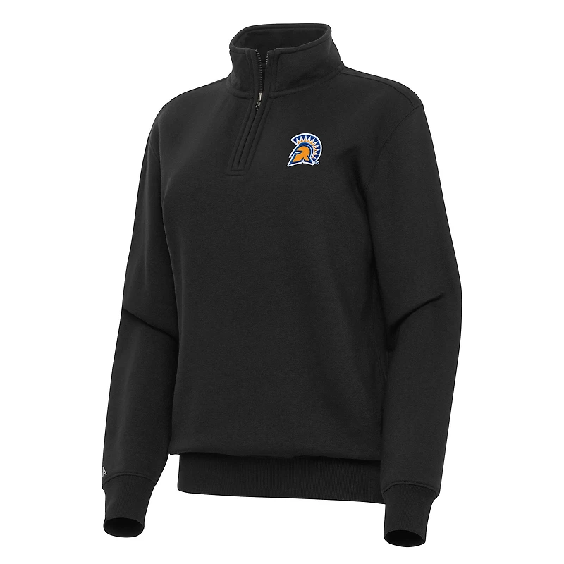 Women's Antigua Black San Jose State Spartans Victory Quarter-Zip Sweatshirt