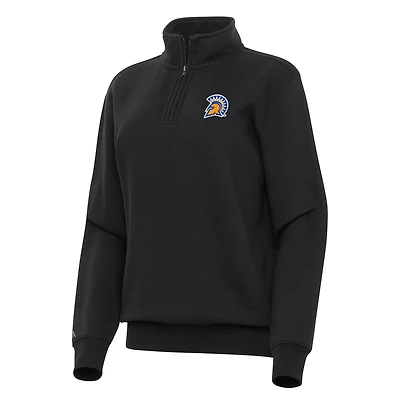 Women's Antigua Black San Jose State Spartans Victory Quarter-Zip Sweatshirt
