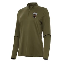 Women's Antigua Olive Montana Grizzlies Reprocess Quarter-Zip Top