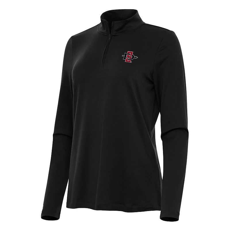 Women's Antigua Black San Diego State Aztecs Reprocess Quarter-Zip Top
