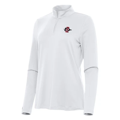 Women's Antigua White San Diego State Aztecs Reprocess Quarter-Zip Top