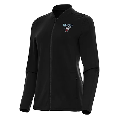 Women's Antigua Black Maine Black Bears Continual Full-Zip Jacket