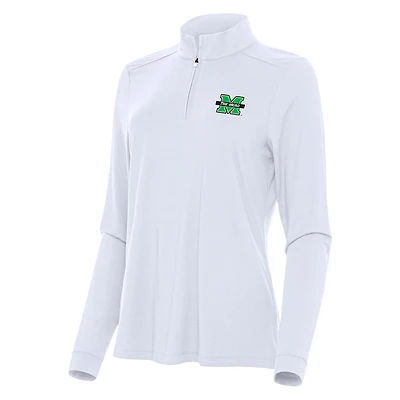 Women's Antigua White Marshall Thundering Herd Intent Quarter-Zip Top