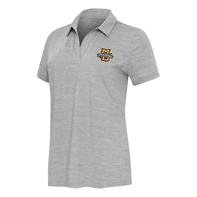 Women's  Antigua Heather Gray Marquette Golden Eagles Layout V-Neck Polo
