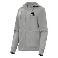 Women's Antigua Heather Gray Wake Forest Demon Deacons Seeker Full-Zip Hoodie