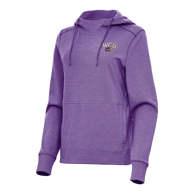 Women's Antigua Heather Purple Western Carolina Catamounts Justice Pullover Hoodie