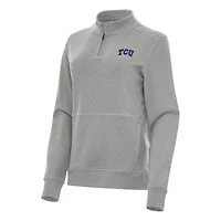 Women's Antigua Heather Gray TCU Horned Frogs Crush Quarter-Zip Fleece Sweatshirt
