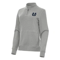 Women's Antigua Heather Gray Utah State Aggies Crush Quarter-Zip Fleece Sweatshirt