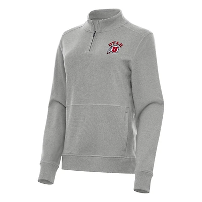 Women's Antigua Heather Utah Utes Crush Quarter-Zip Fleece Sweatshirt