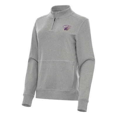 Women's Antigua Heather Gray Western Carolina Catamounts Crush Quarter-Zip Fleece Sweatshirt