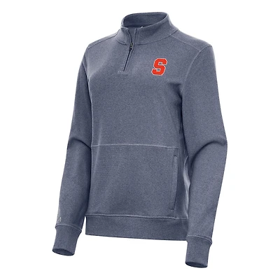 Women's Antigua Heather Navy Syracuse Orange Crush Quarter-Zip Fleece Sweatshirt