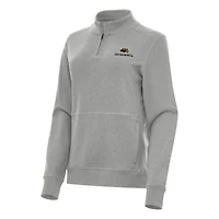 Women's Antigua Heather Gray Southern Miss Golden Eagles Crush Quarter-Zip Fleece Sweatshirt