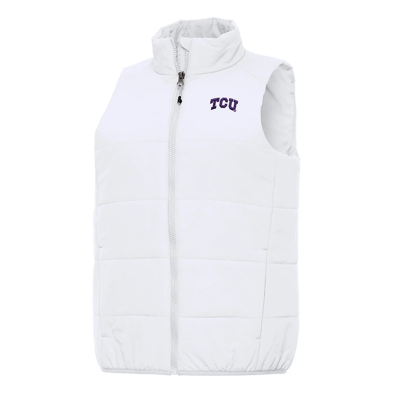 Women's Antigua White TCU Horned Frogs Experience Full-Zip Vest