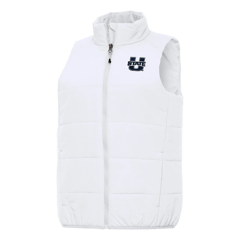 Women's Antigua White Utah State Aggies Experience Full-Zip Vest